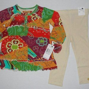 2 Pc Embroidered Top Leggings Pants Set